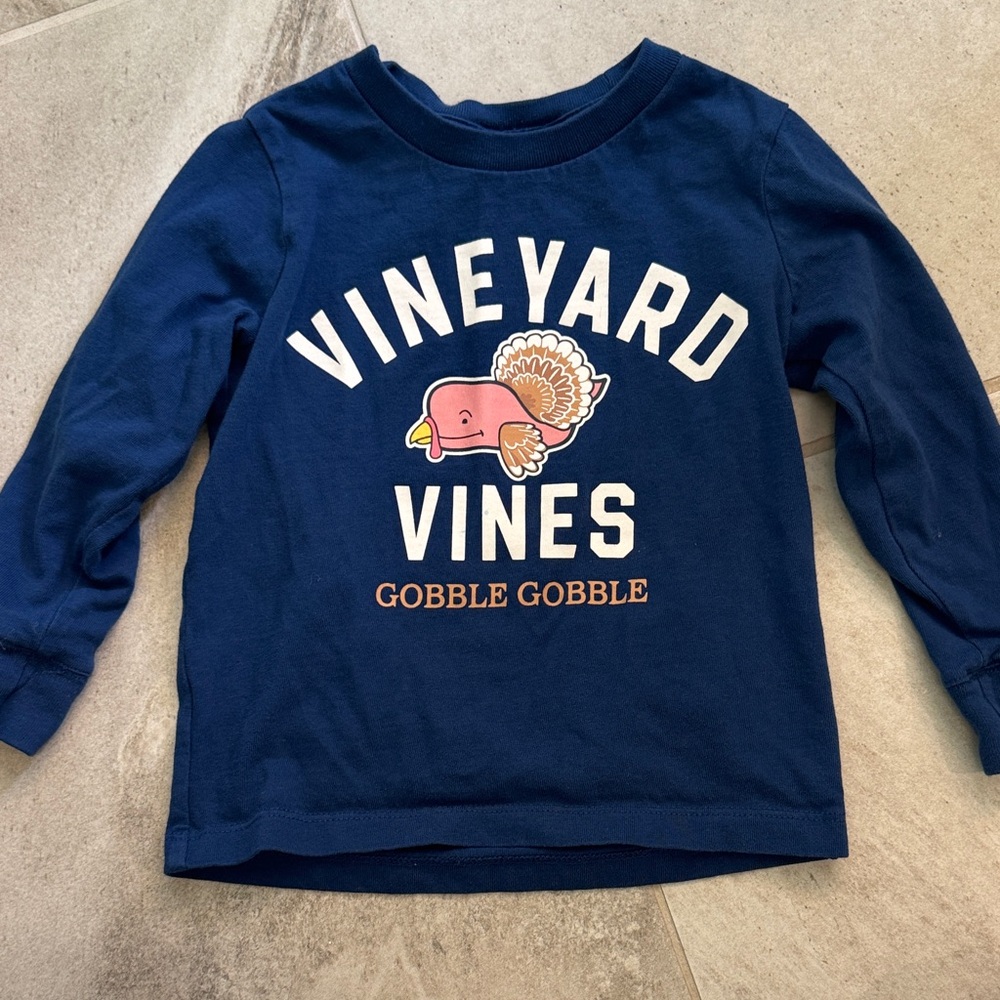 Vineyard Vines Kids Navy Gobble Gobble Long Sleeve Tee